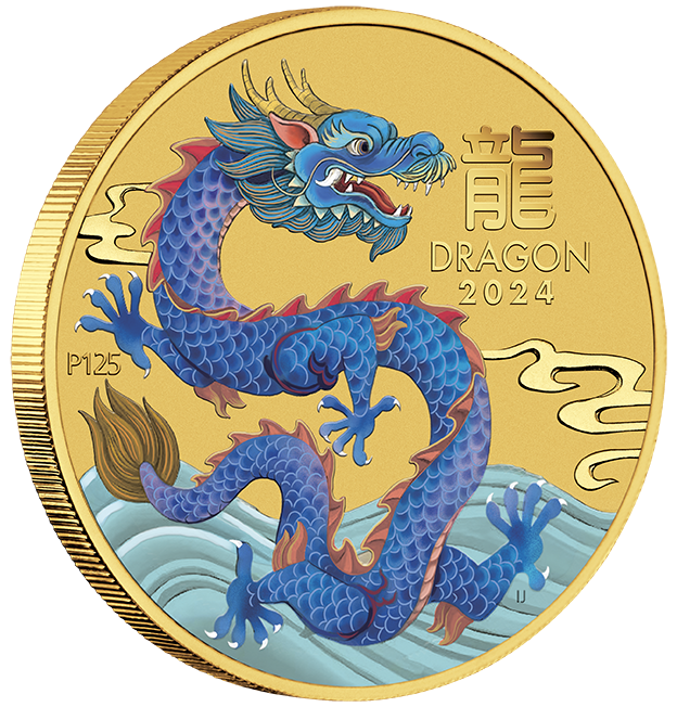 2024 Australia Lunar Dragon BU Colorized 1/20 oz Gold Coin