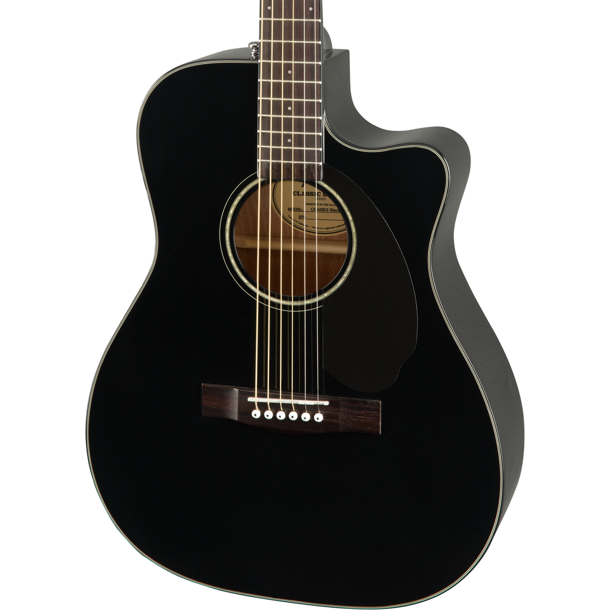 Fender CC-60SCE Concert Acoustic Electric Guitar - Walnut Fingerboard, Black (New)