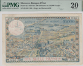 100 DIRHAMS ON 10,000 FRANCS BANKNOTE MOROCCO PMG 20 VERY FINE