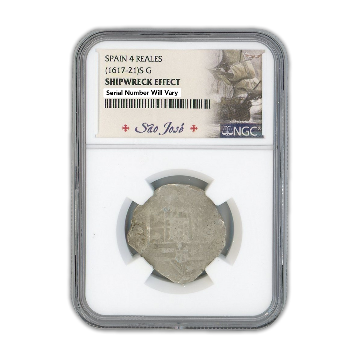 (1617-1621) S G Spain 4 Reales Shipwreck Effect  - NGC  Genuine Coin