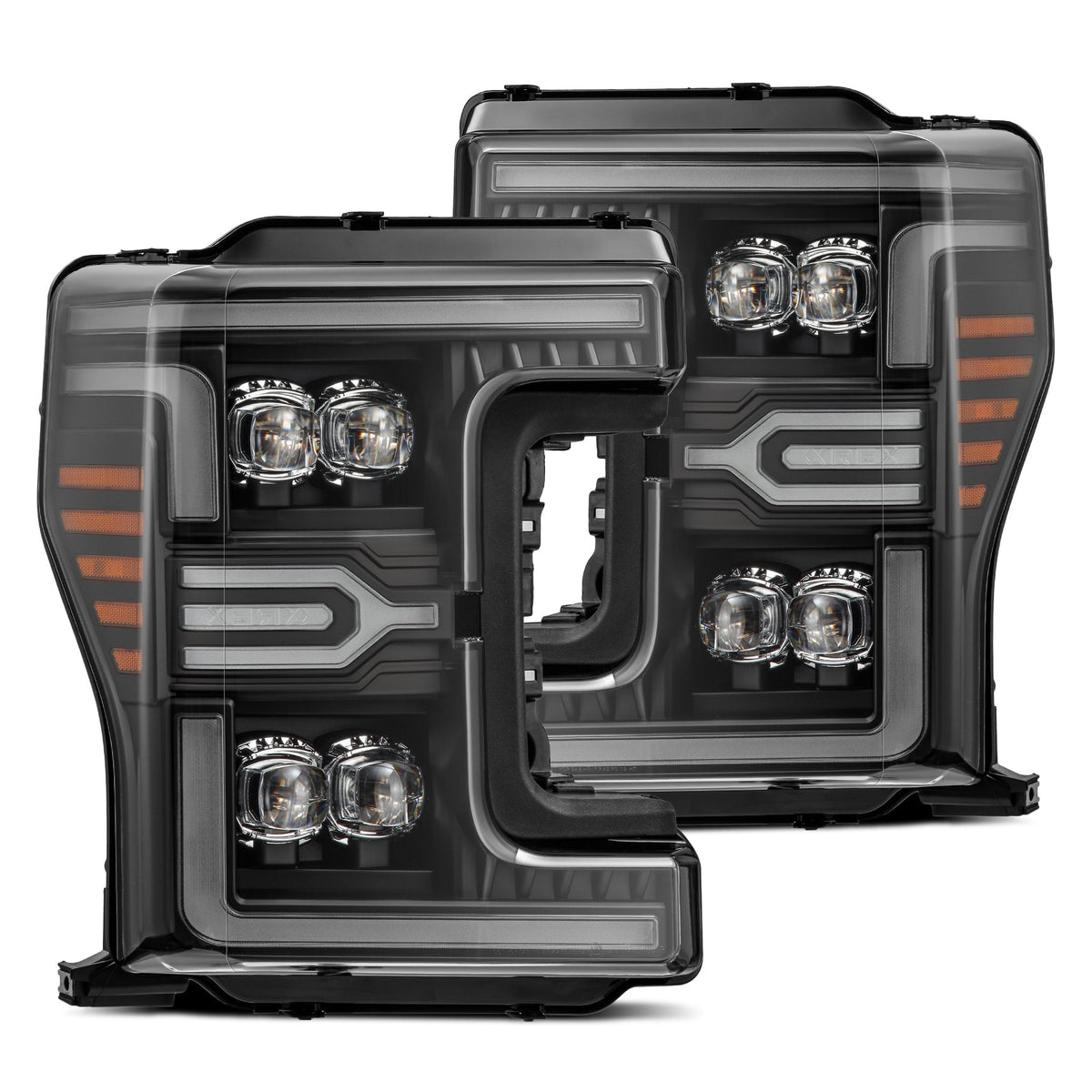 17-19 Ford Super Duty MKII NOVA-Series LED Projector Headlights Black (No converter ( for stock halogen headlights +$0.00 ))