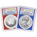 2019 Pride of Two Nations Dual Flag Label Red Blue 2 pc Set - PCGS PR70 FS