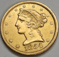 1854-C $5.00 Liberty Gold . . . . Choice About Uncirculated
