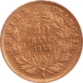 1858 GOLD 20 FRANCS FRANCE ( A )