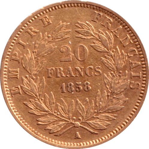 1858 GOLD 20 FRANCS FRANCE ( A )