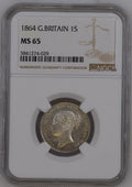 1864 SILVER SHILLING NGC MS 65