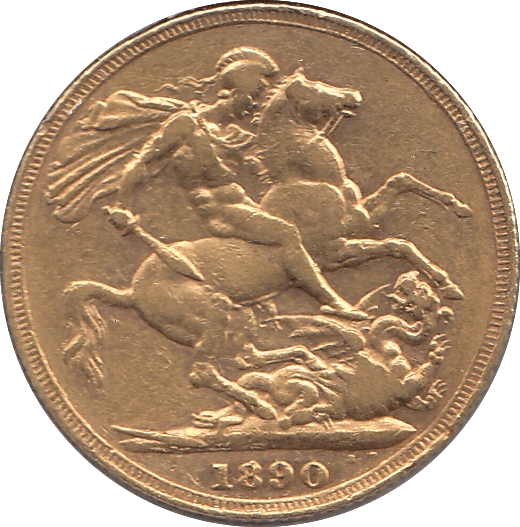 1890 GOLD SOVEREIGN ( VF )
