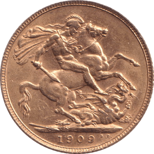 1909 GOLD SOVEREIGN ( EF )