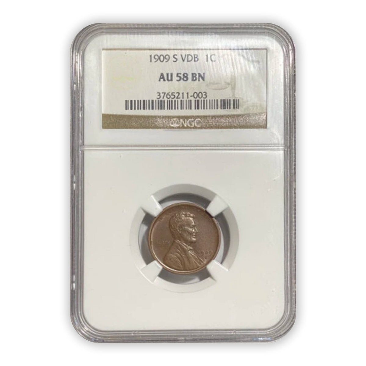 1909 S VDB Lincoln Cent San Francisco - NGC AU58 BN