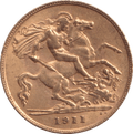 1911 GOLD HALF SOVEREIGN ( EF )