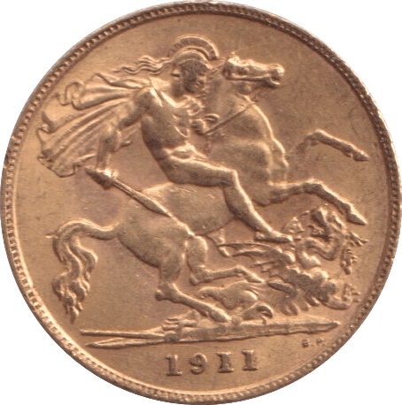 1911 GOLD HALF SOVEREIGN ( EF )