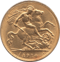 1914 GOLD HALF SOVEREIGN ( UNC )