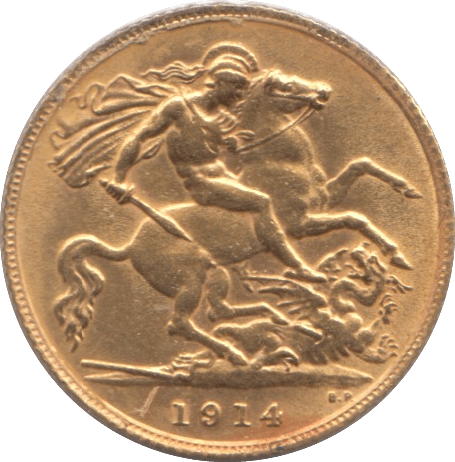 1914 GOLD HALF SOVEREIGN ( UNC )