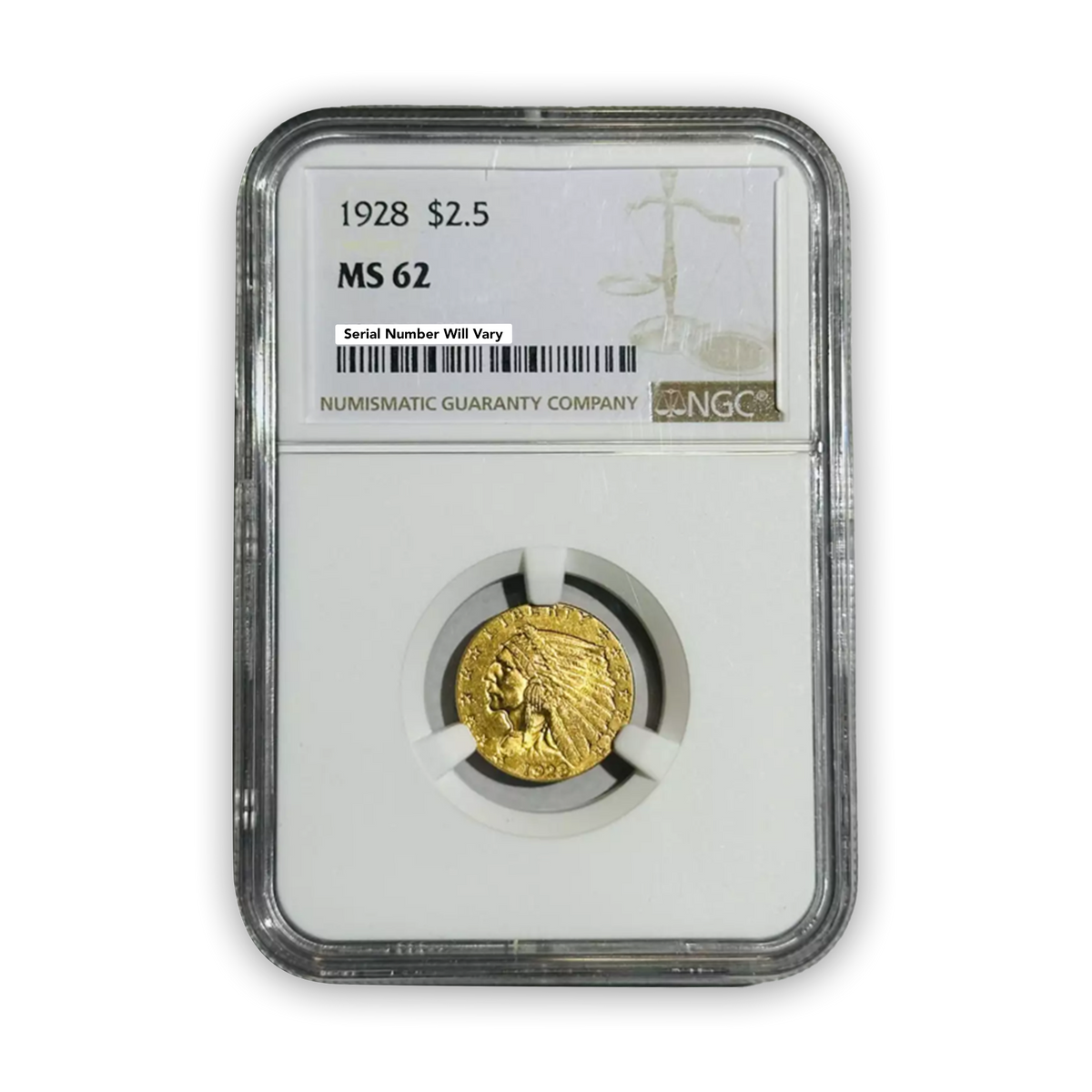 1928-P Indian $2.5 Gold Quarter Eagle - NGC MS62