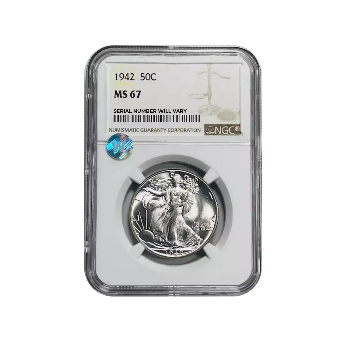 1942 Walking Liberty Silver Half Dollar - NGC MS67 Sight White
