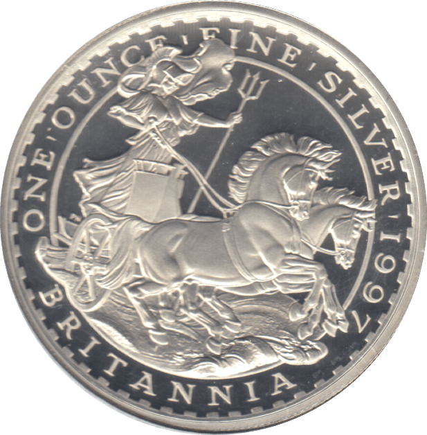1997 SILVER PROOF ONE OUNCE BRITANNIA 2 POUND