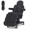 3 Motors Adjustable Electric Massage Beauty Bed, Spa Facial Chair with Foot Casters, PVC Leather 2754 (Black)