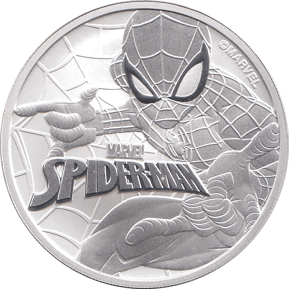 2019 SILVER MARVEL ONE DOLLAR SPIDER MAN MAN TUVALU