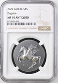 2022 SILVER $5 COOK ISLANDS PEGASOS MS 70 ANTIQUED
