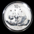 China. 10 Yuan fine silver Panda. A selection of mint condition examples. (2. 2011. Encapsulated uncirculated.)