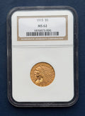 1915 $5 Gold Indian Half Eagle NGC MS62