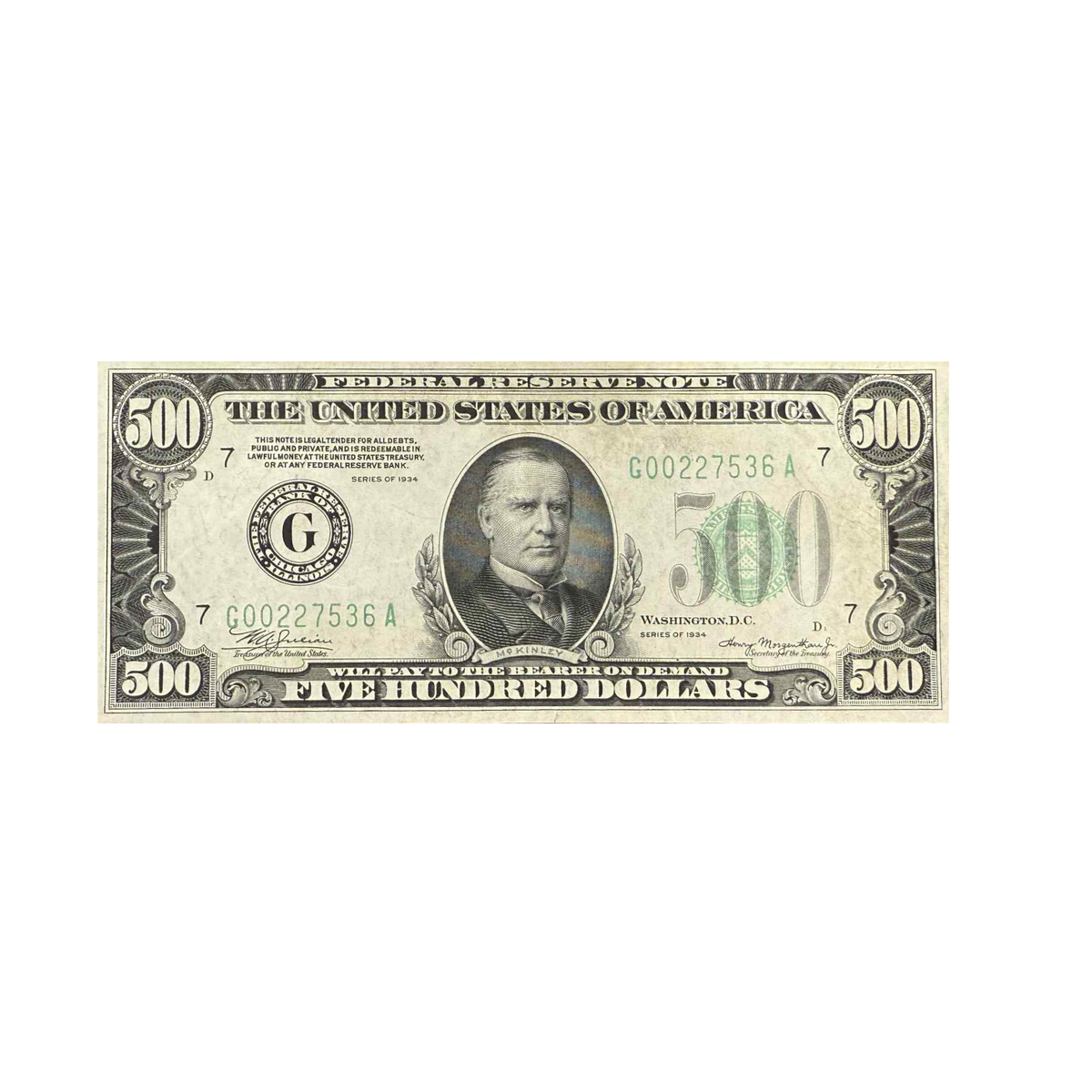 1934 $500 Federal Reserve Note - VF to XF