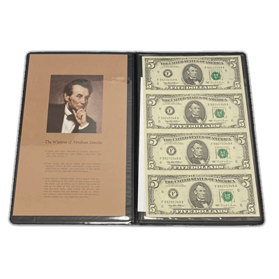 $5 Uncut Sheet of 4 with Certificate and Folder