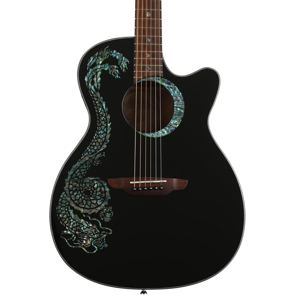 Luna Fauna Dragon Acoustic-Electric Guitar - Classic Black (New)