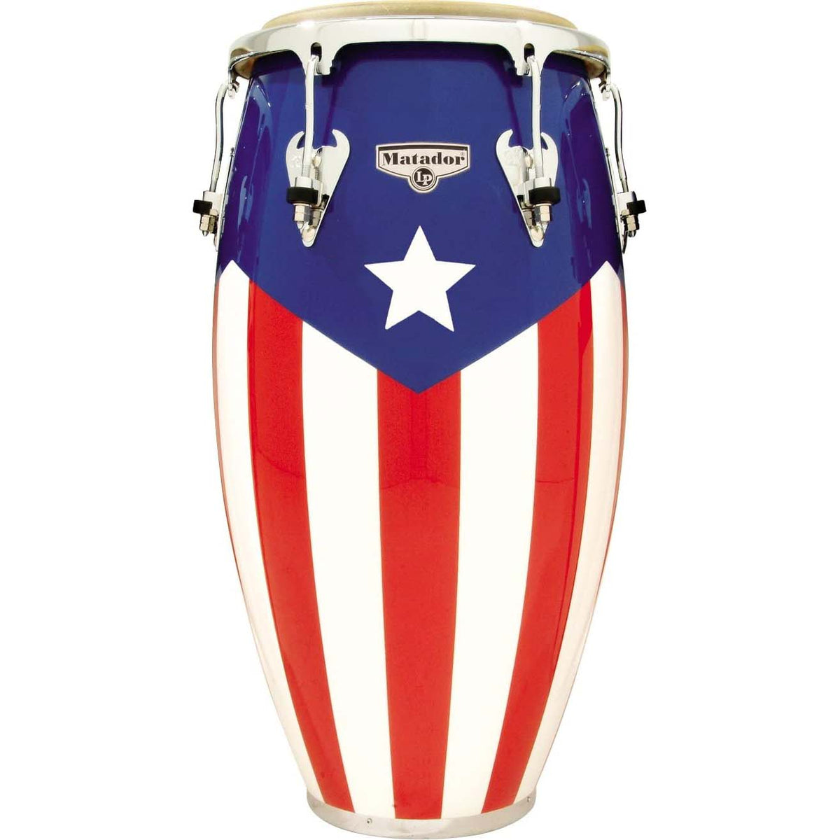 Latin Percussion Matador Wood Puerto Rican Flag Tumbadora (New)