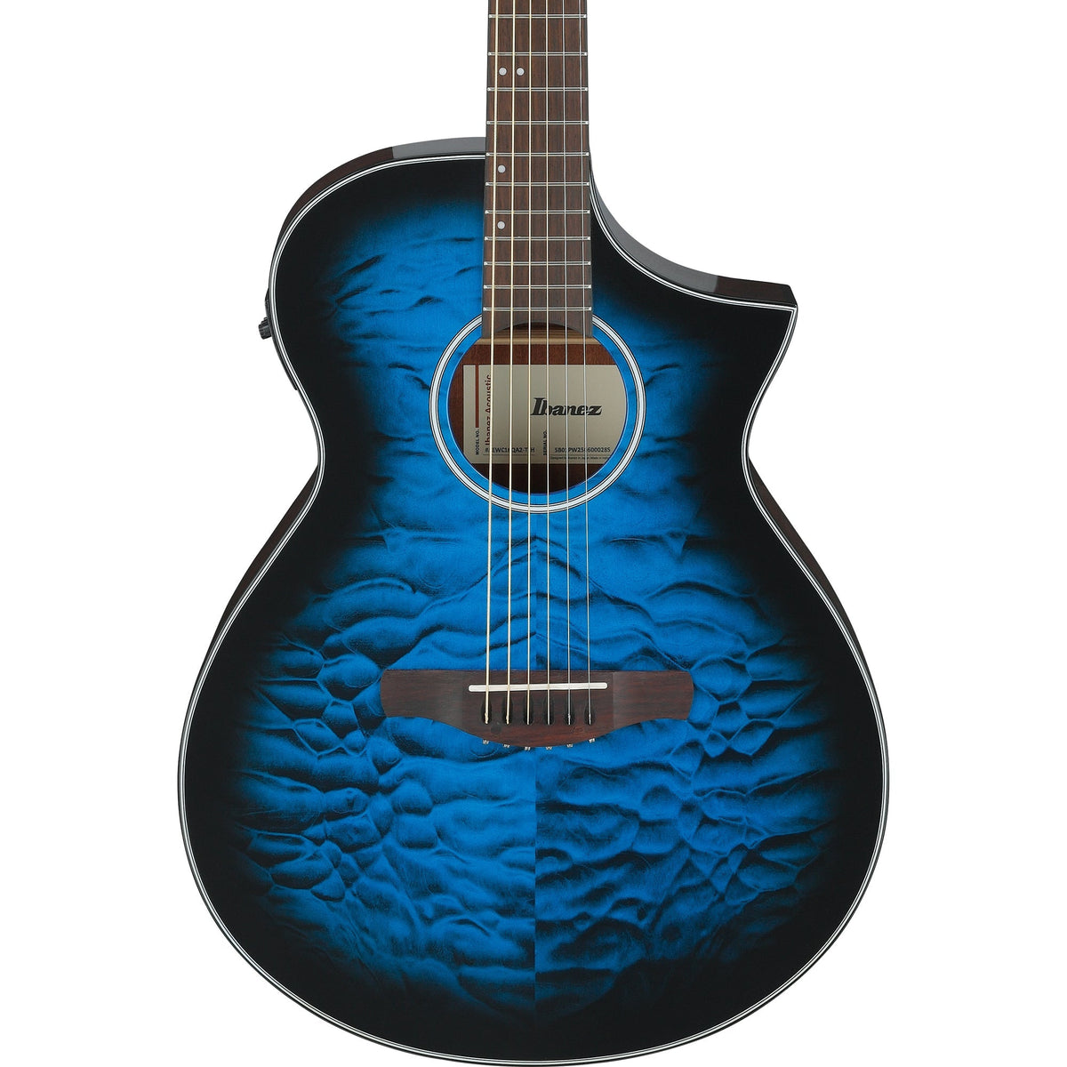 Ibanez AEWC16QA AEWC Acoustic Electric Guitar - Transparent Blue Sunburst (New)
