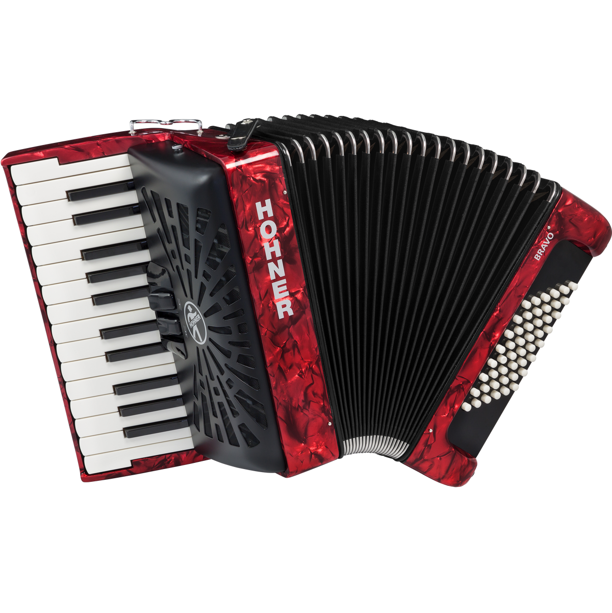 Hohner Bravo II 48 Chromatic Piano Key Accordion - Red (New)