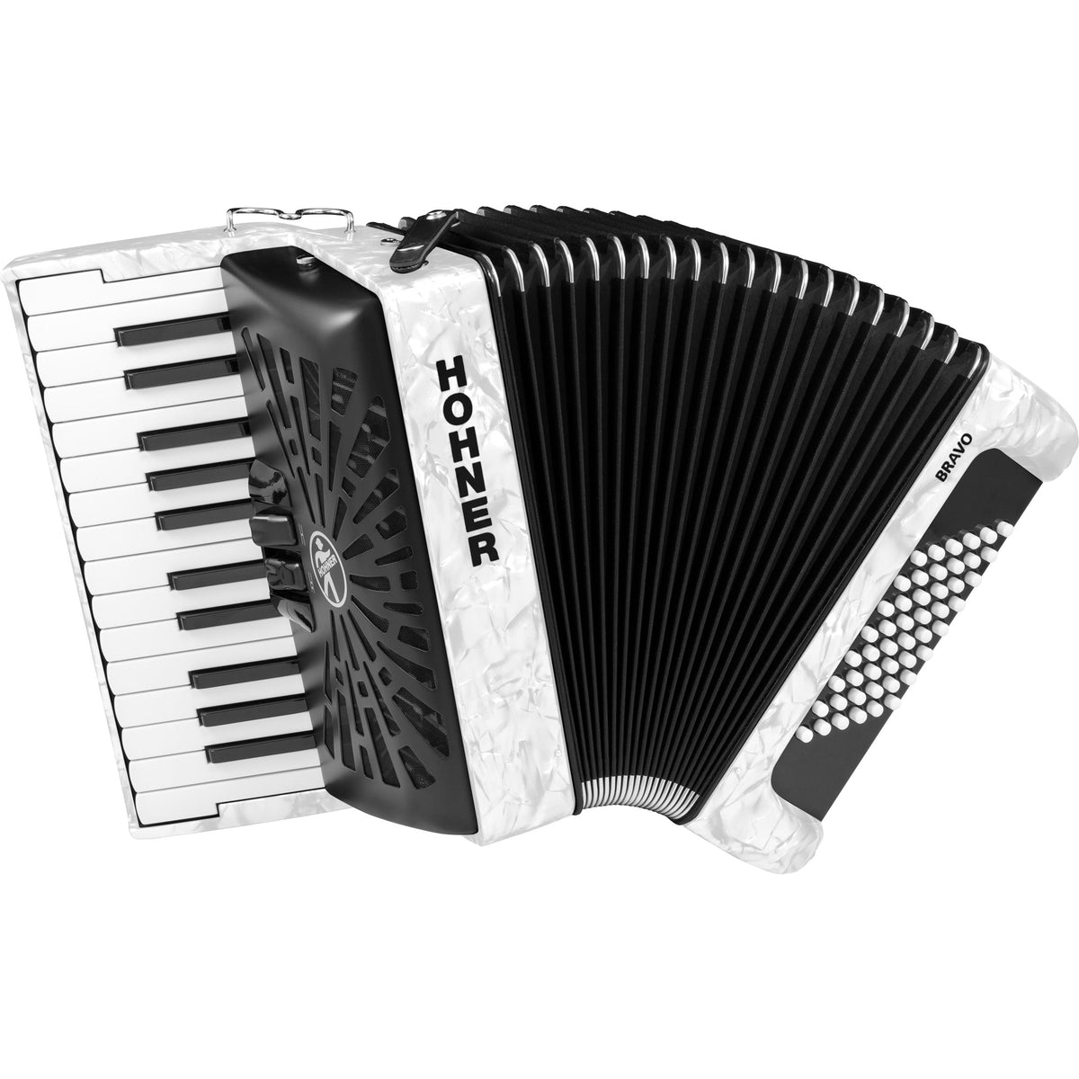 Hohner Bravo II 48 Chromatic Piano Key Accordion - White (New)