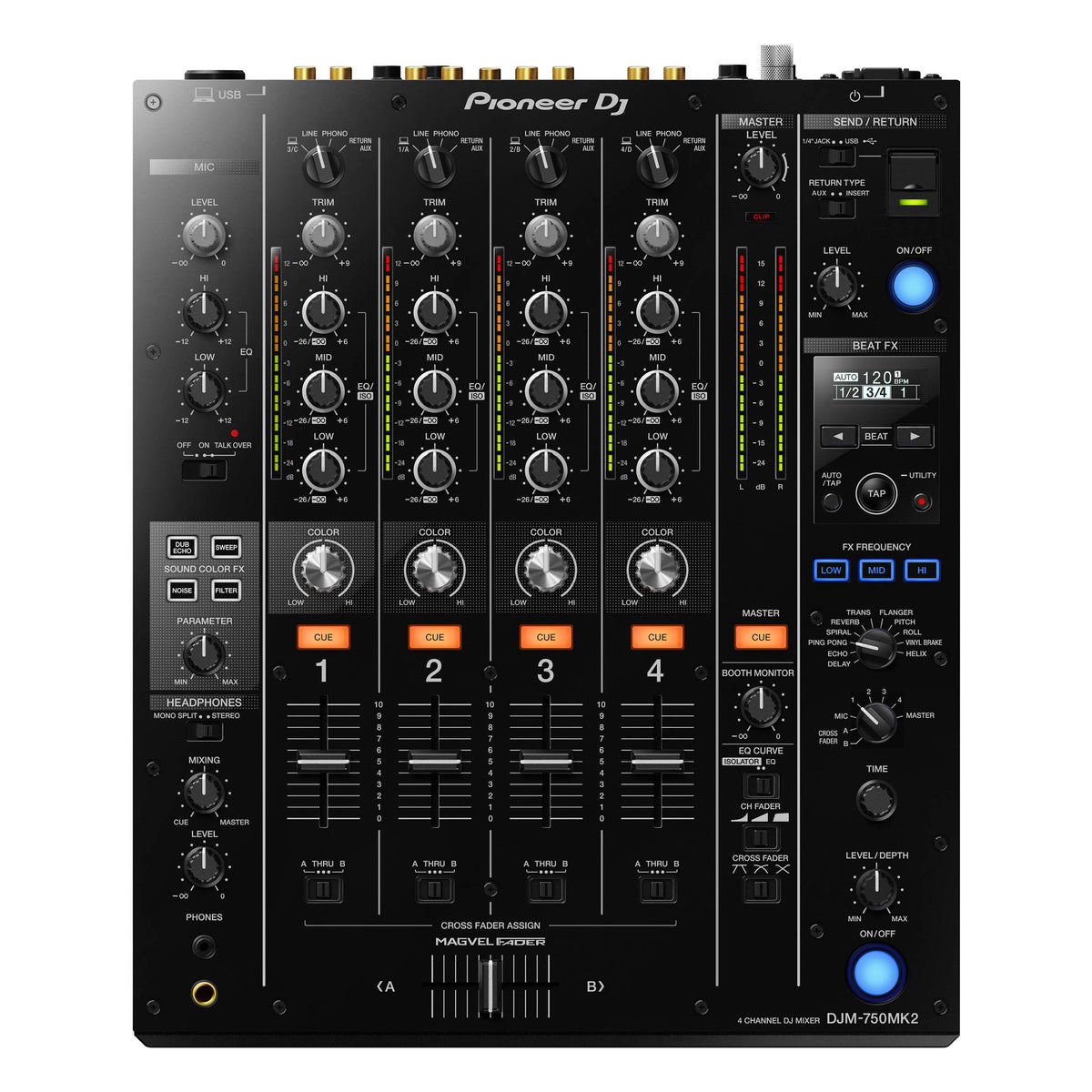 Pioneer DJ DJM-750MK2 4-Channel Professional DJ Club Mixer with USB Soundcard (New)