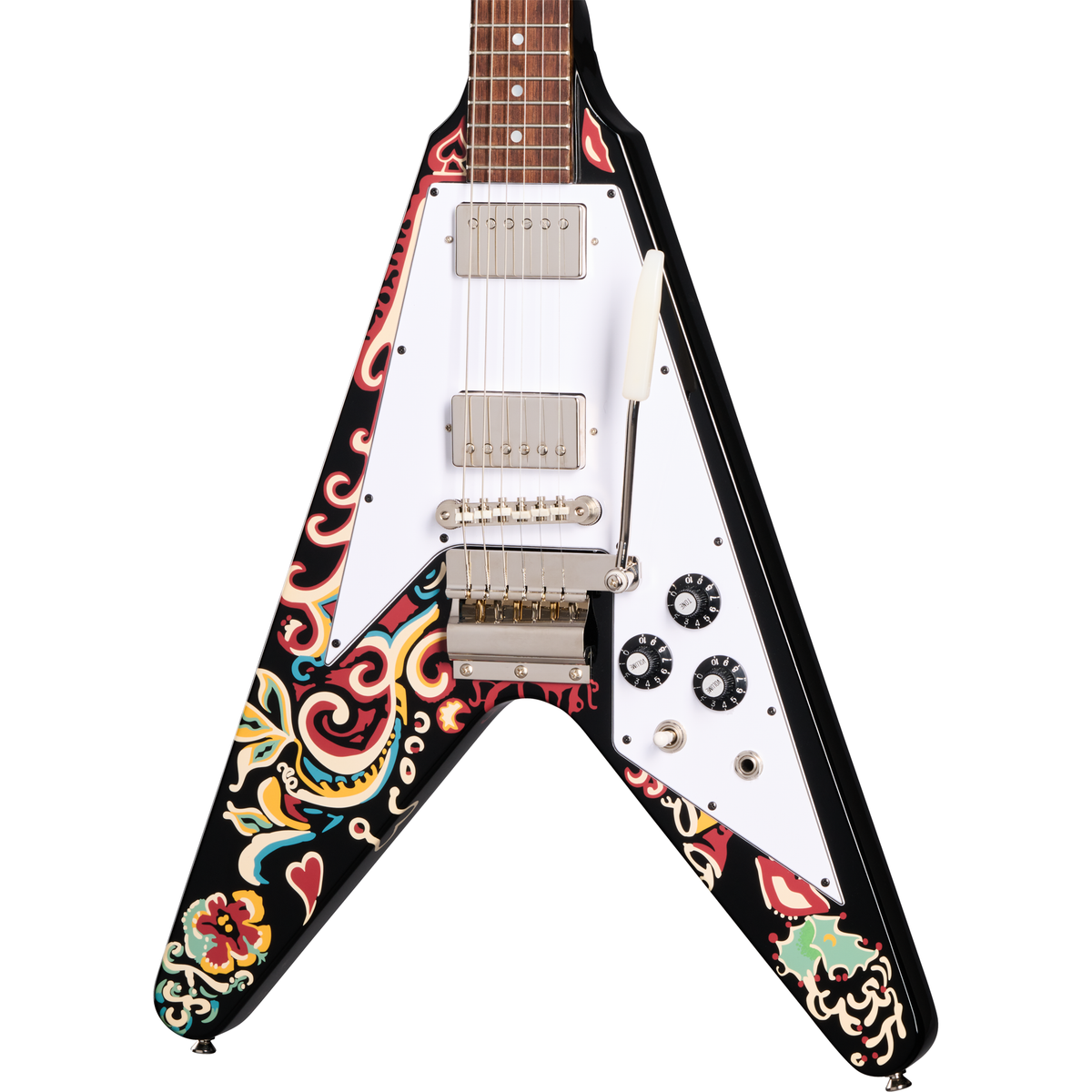 Epiphone Jimi Hendrix "Love Drops" Flying V Electric Guitar - Ebony w/ Artwork (New)