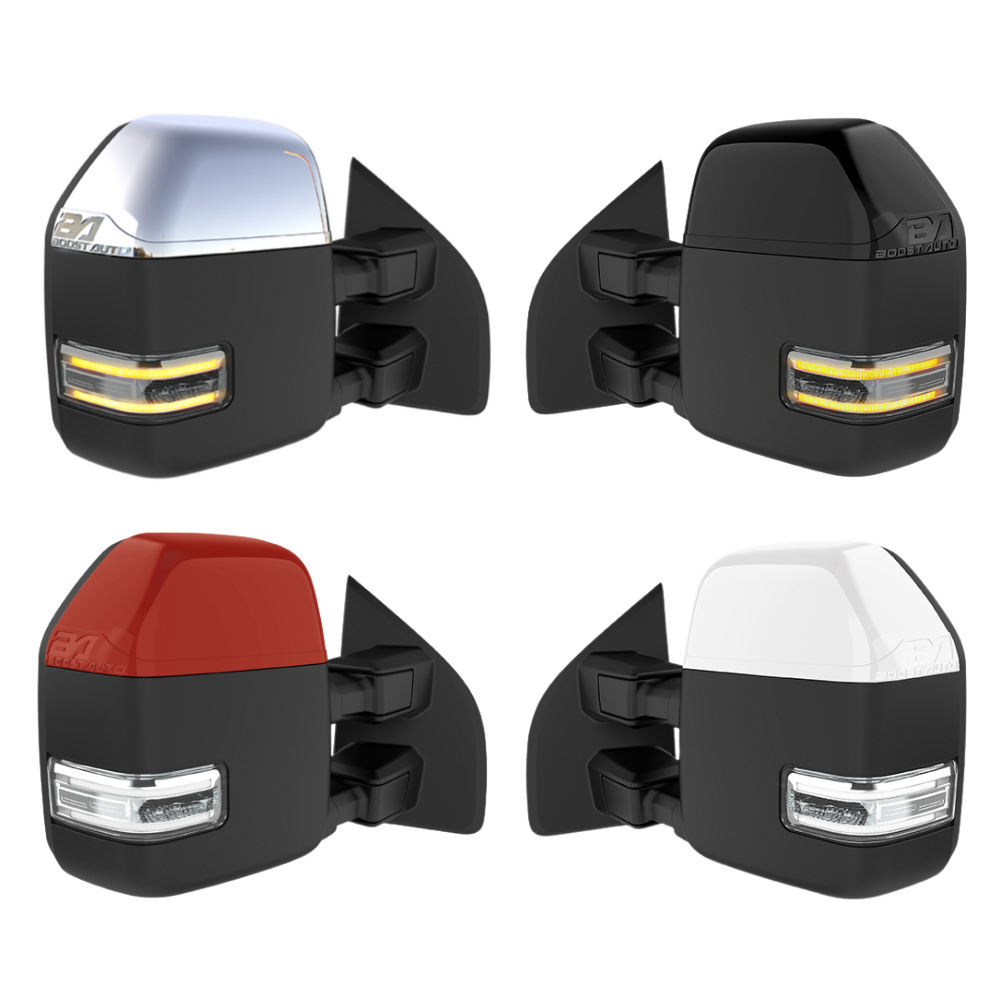 Ford F150 (2007-2014) New Style Tow Mirrors (Black | Textured / Signal Only / Clear Lens)