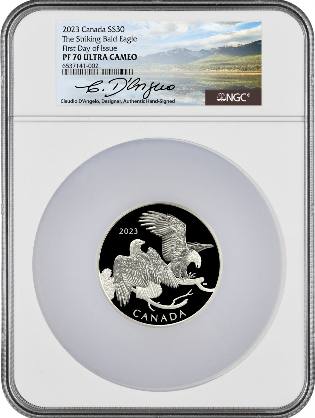 2023 $30 Canada The Striking Bald Eagle Silver - Claudio D’Angelo Signature - NGC PF70 UC FDOI
