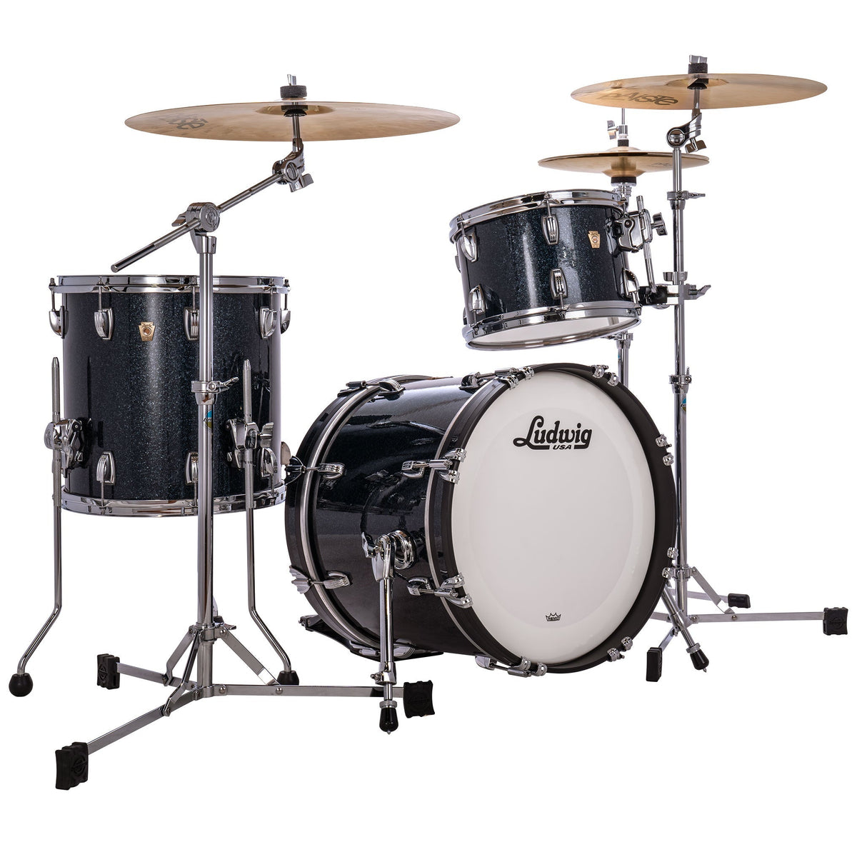 Ludwig Classic Maple 3-Piece Jazzette Shell Pack - Hybrid Black Sparkle (New)