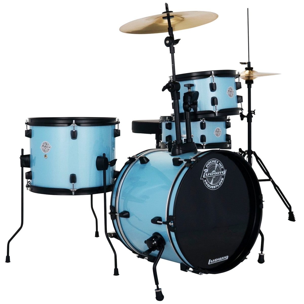 Ludwig Questlove Pocket 4-Piece Drum Set - Crystal Blue Sparkle (New)