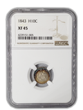 1843 Seated Liberty Half Dime -Philadelphia NGC XF45 Toned