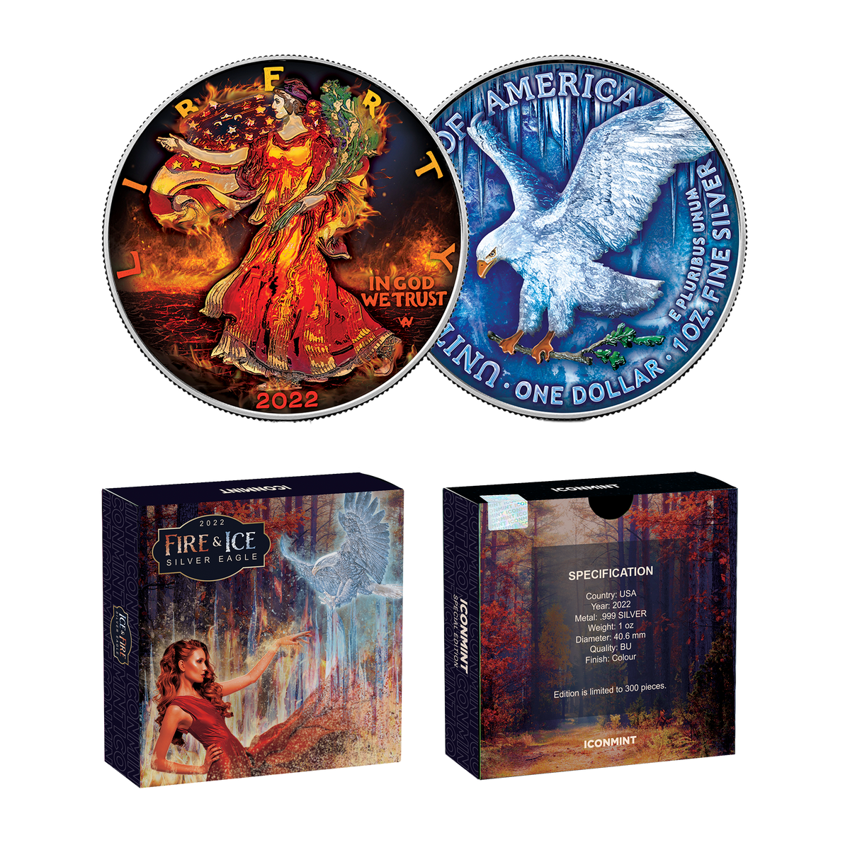 PREORDER - 2022 Fire & Ice Silver Eagle - Icon Mint