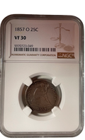 1857 25C Seated Liberty Quarter - NGC VF30