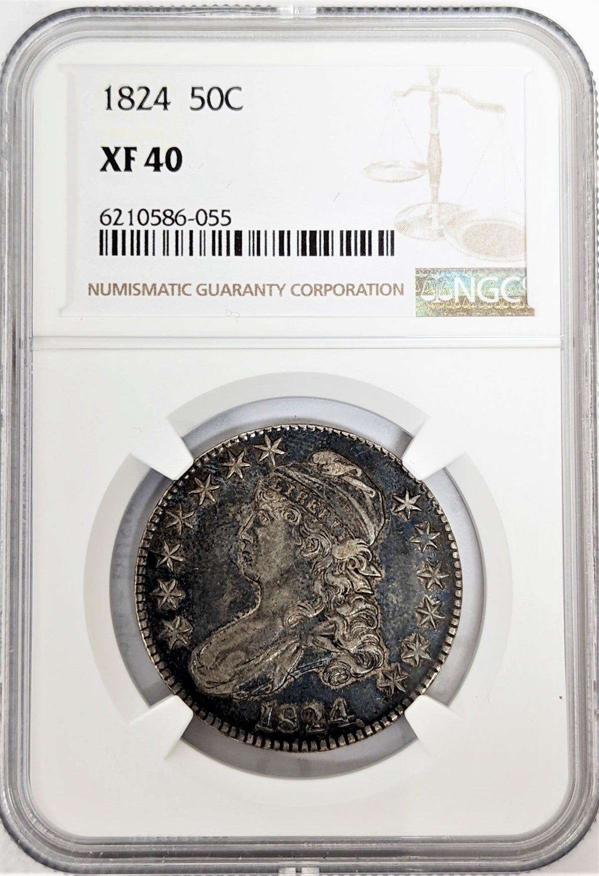 1824 Capped Bust Silver Half Dollar Philadelphia - NGC XF40