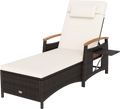 Costway Patio Chaise Lounge 7-Level Adjustable Backrest Removable Cushion Poolside 82216183 New