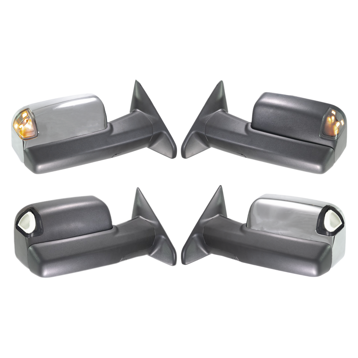 Dodge Ram 1500 Tow Mirrors (2019-2024) (Black / Signal Only / Clear Dotted (Amber LED))
