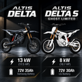 Altis Delta / Delta S Electric Dirt Bike (Delta (13kW 72V 35Ah) / Black / Ship within 48 States)