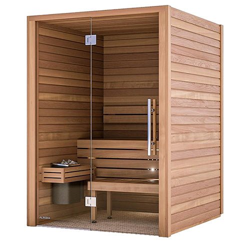 Auroom Cala Glass 4-Person Traditional Sauna Kit w/ Thermo-Aspen Wood (59"D x 59"W (Up to 2 people))