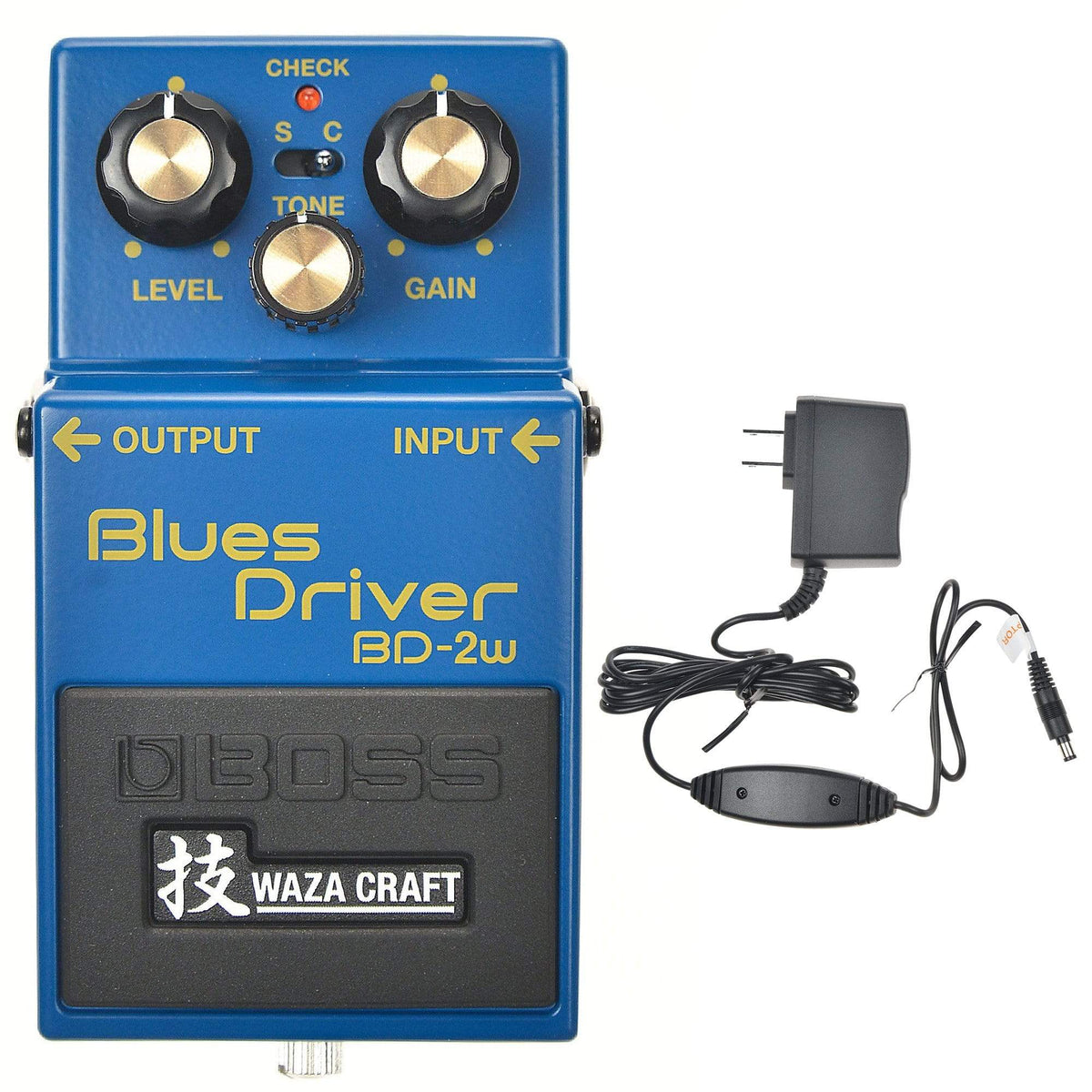 Boss BD-2W Blues Driver Waza Craft Analog Pedal Bundle w/ Boss PSA-120S2 Power Supply