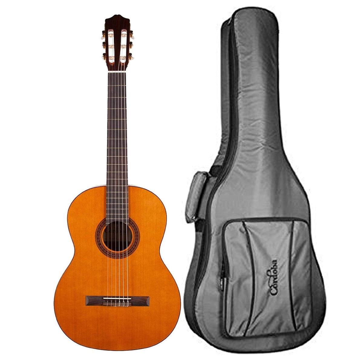 Cordoba C5 Left Handed Cedar & Mahogany Classical Guitar Bundle w/ Cordoba Classical Guitar Gig Bag Full Size