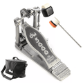 DW 5000 Modern Retro Turbo Single Bass Drum Pedal Bundle w/Bag & Low Boy Lightweight Felt Daddy White/Orange/Black Stripe CDE Logo Beater