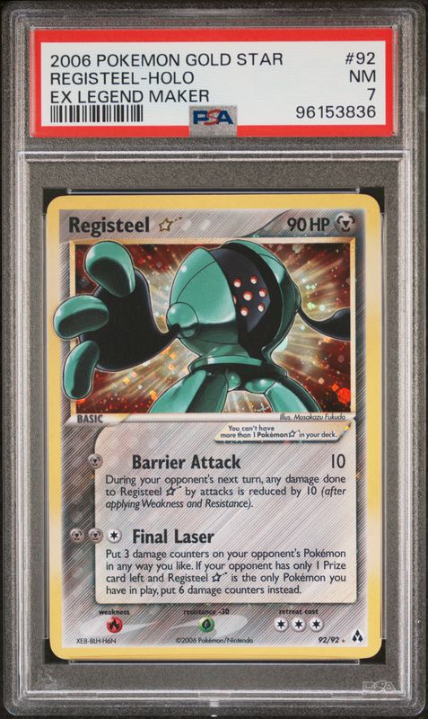 2006 Pokemon EX Legend Maker Registeel-Holo #92 Gold Star PSA 7